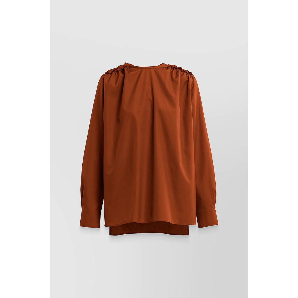 Clay gathered boxy cotton shirt
