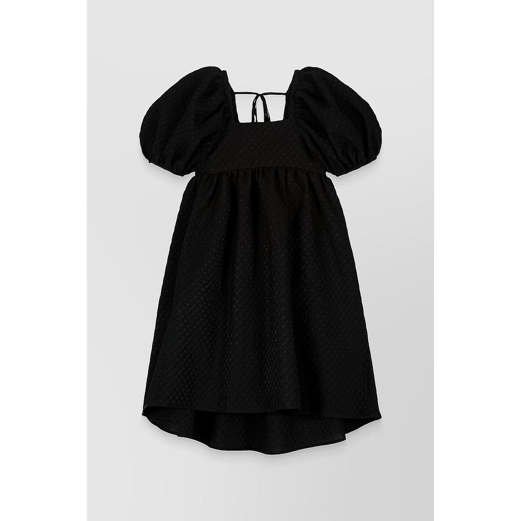 Cotton cloqué bandeau mini-dress with bow tied back