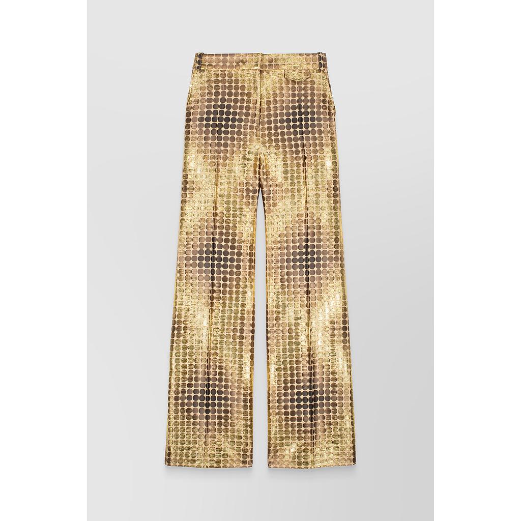 Cropped lurex jacquard straight leg pants