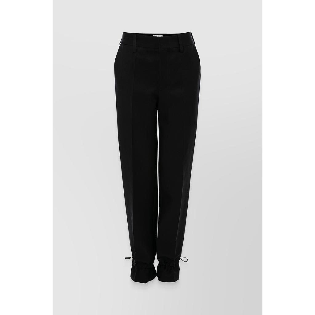 Cuffed hem straight leg twill pants