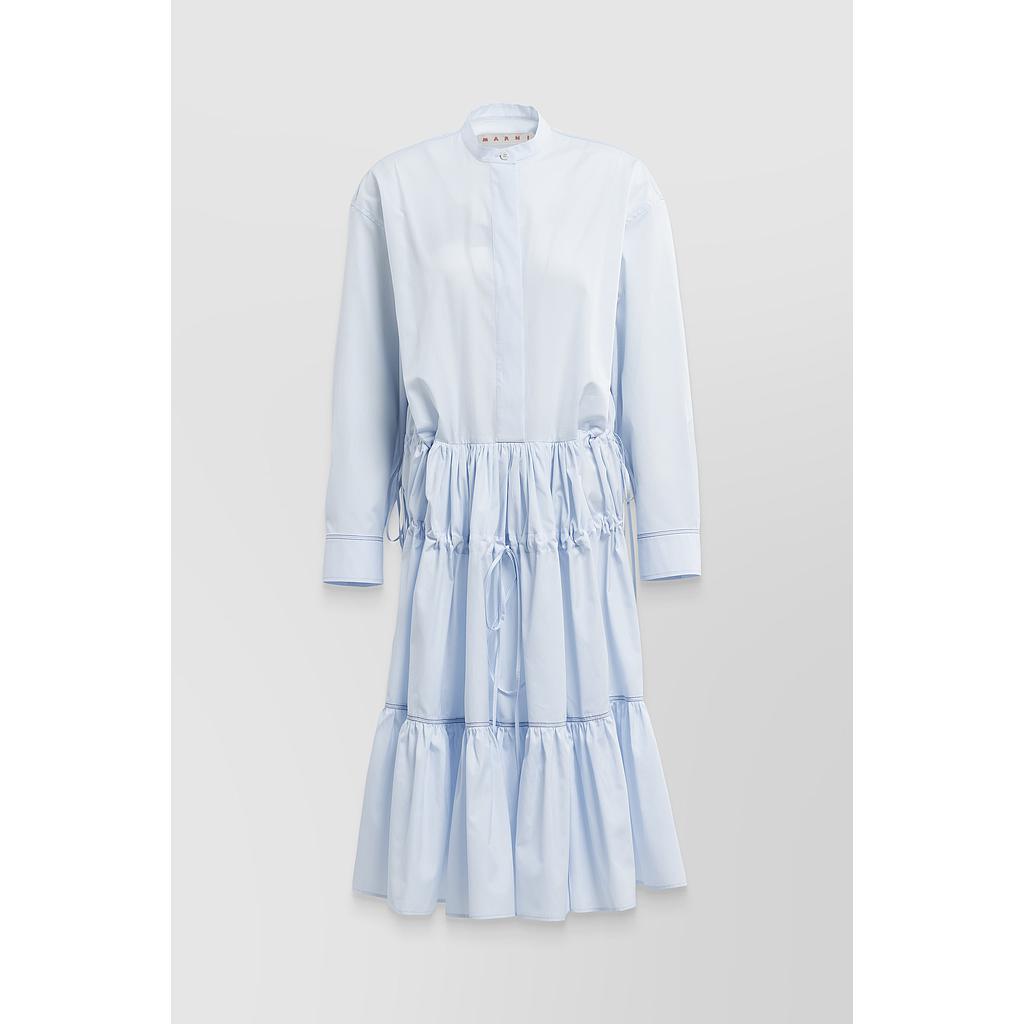 Gathered midi chemisier dress