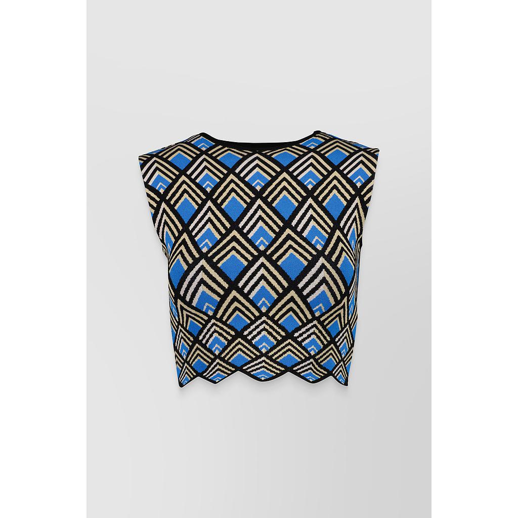 Geometric jacquard cropped top
