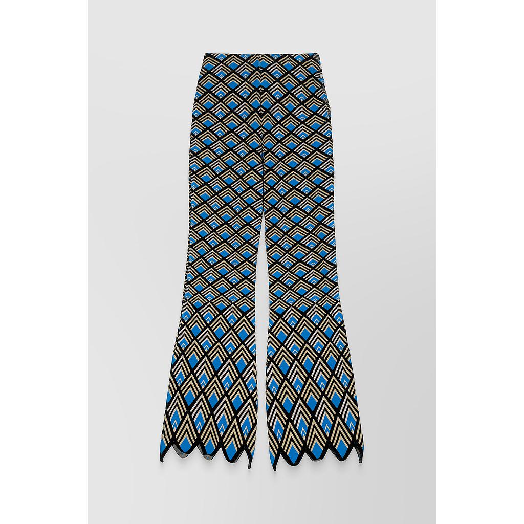 Geometric jacquard flared pants