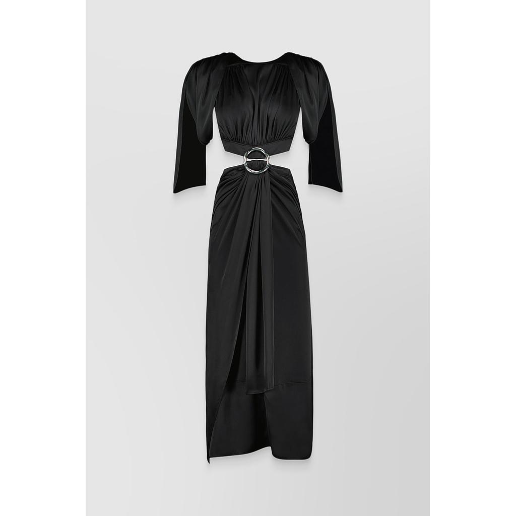 Light satin cut-out draped midi dress