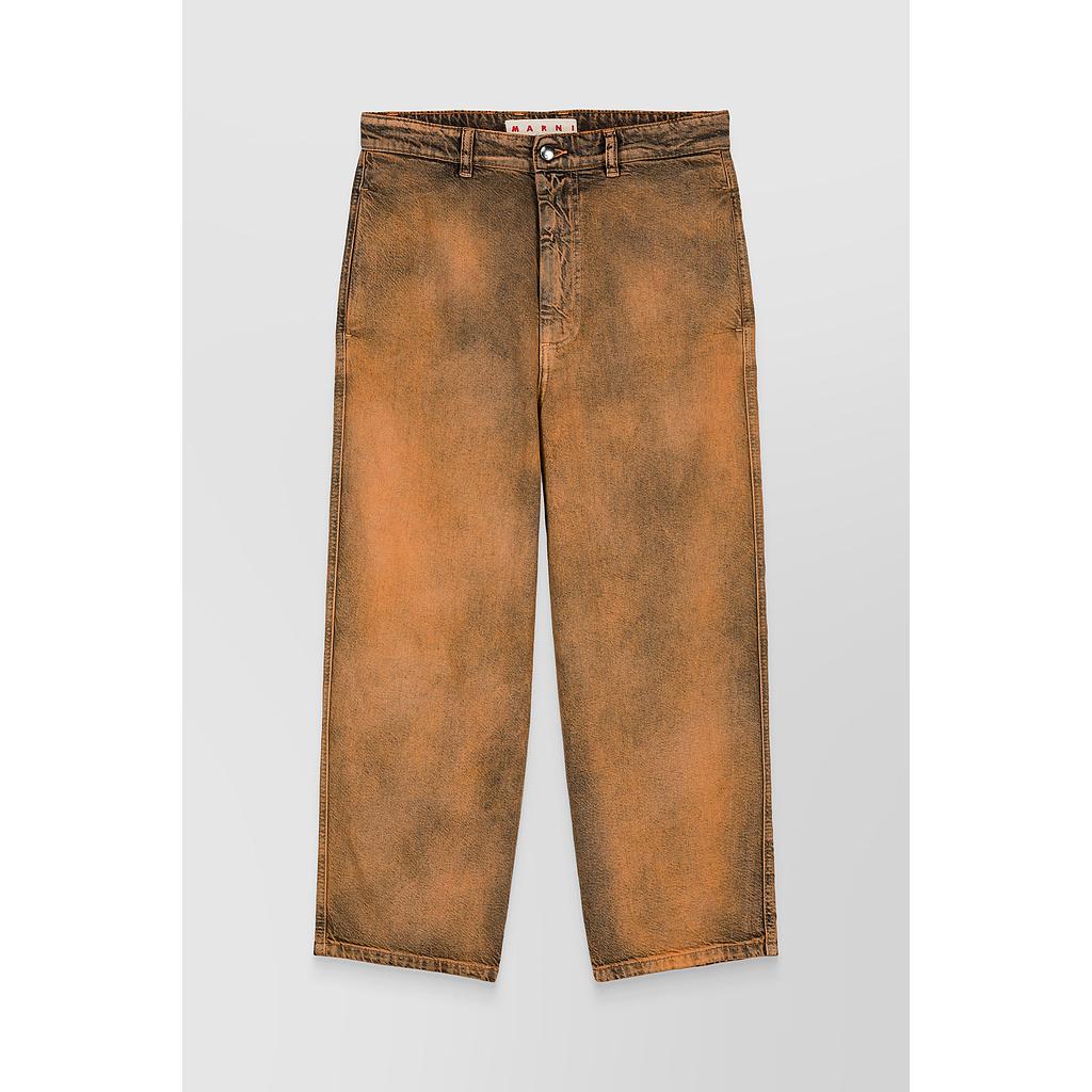 Marble dyed cropped boyfriend jeans