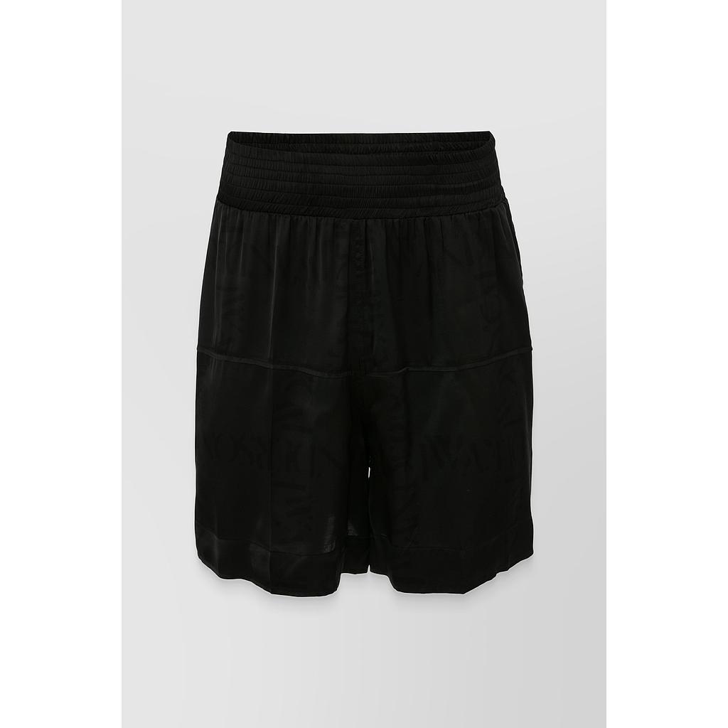 Panelled satin logo-grid boxing shorts