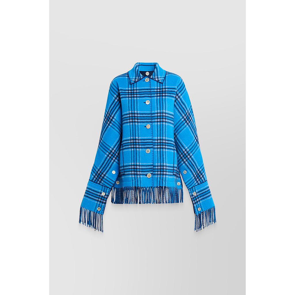 Reversible fringed wool jacket