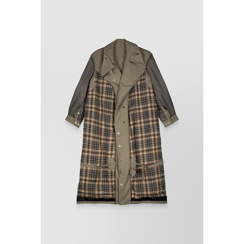 Reversible oversized cotton check trench coat