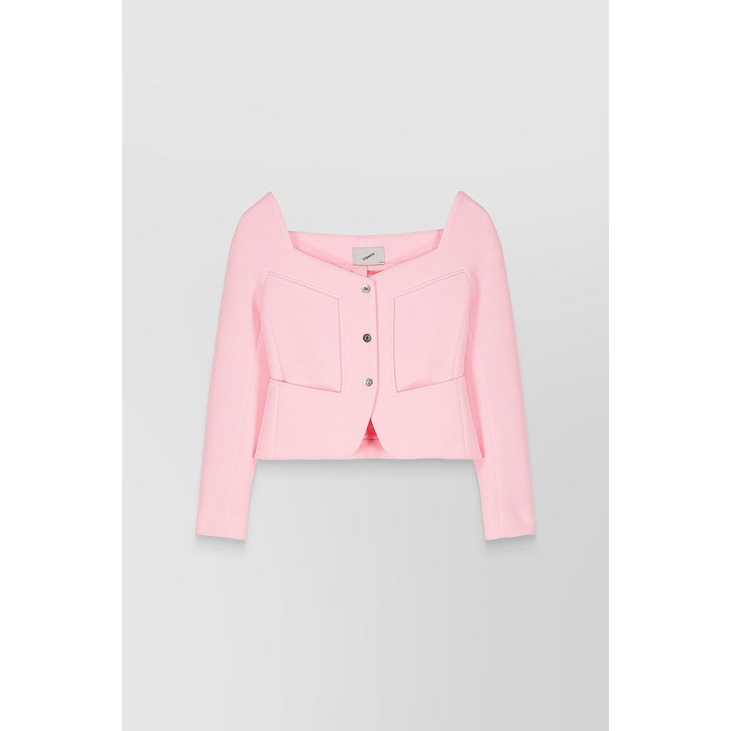 Trompe-l'oeil scooped neck cady blazer