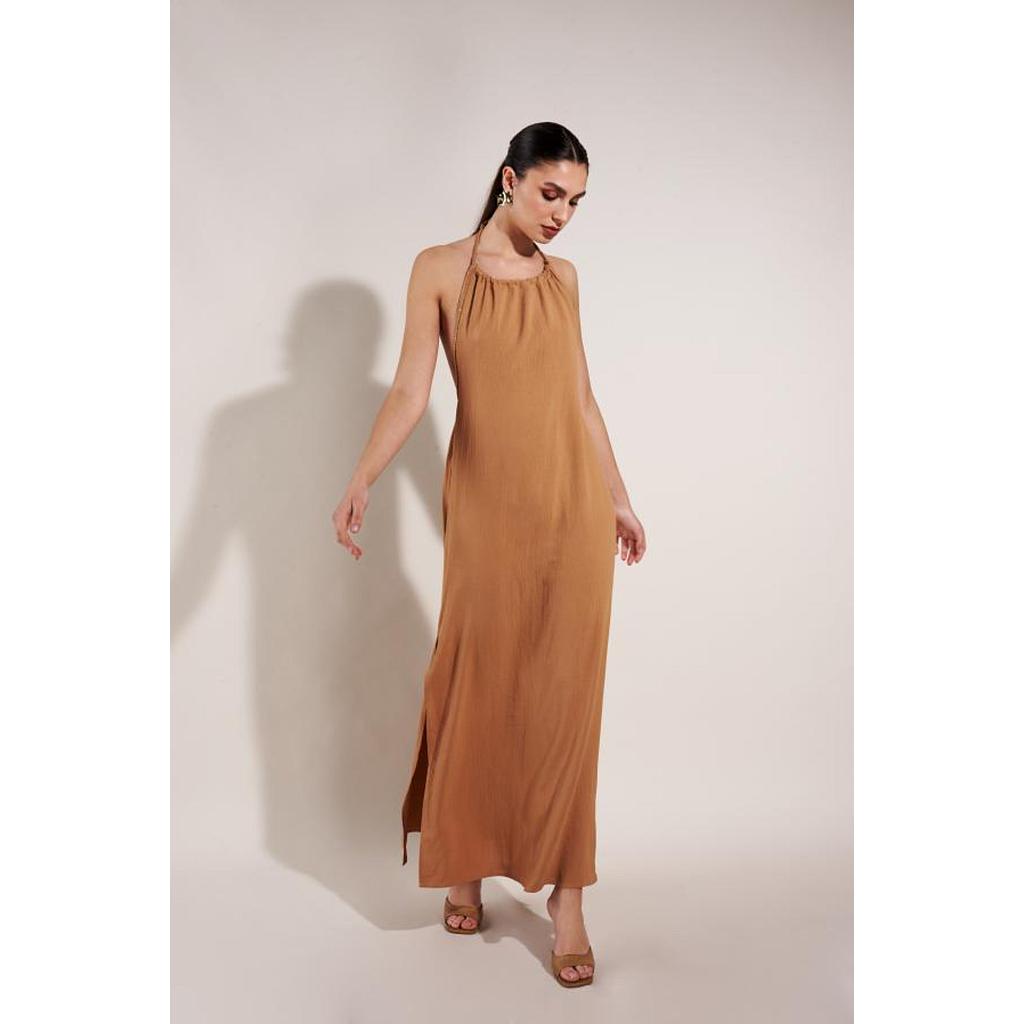 Robe dos nu satin Sofia Sable
