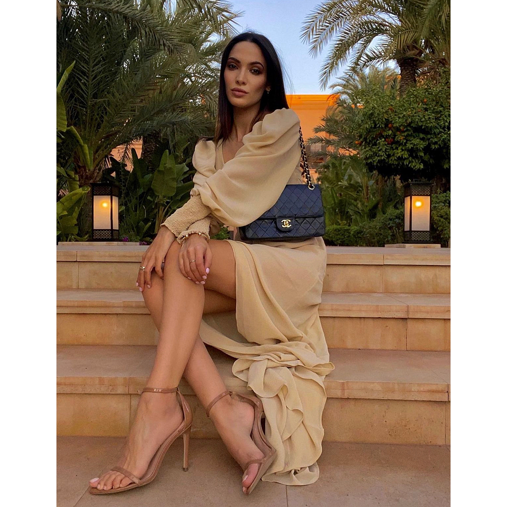 Robe longue Noor beige poudre