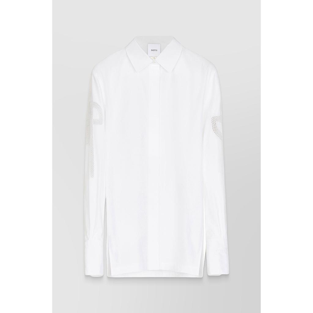 Organic cotton poplin embroidered logo shirt