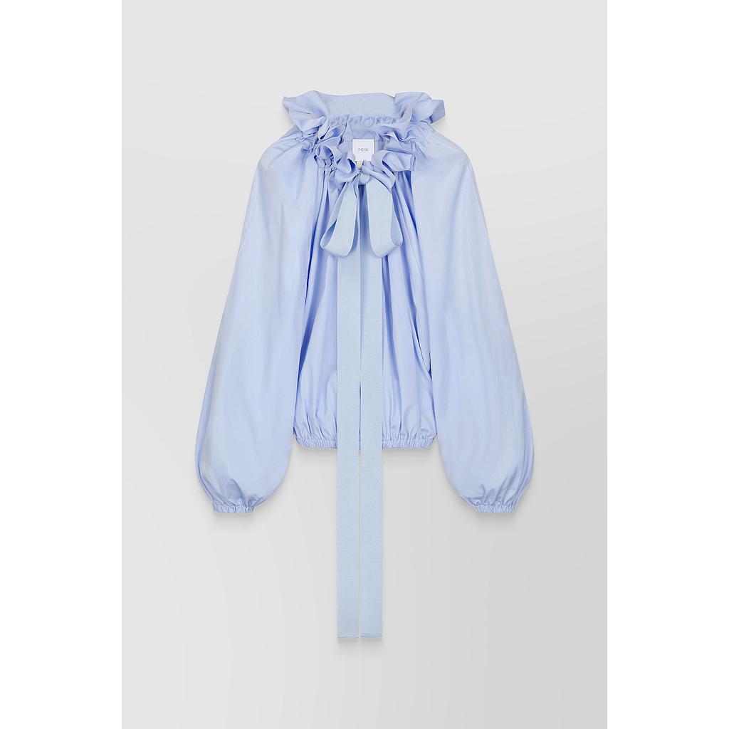 Organic cotton poplin voluminous gros grain blouse