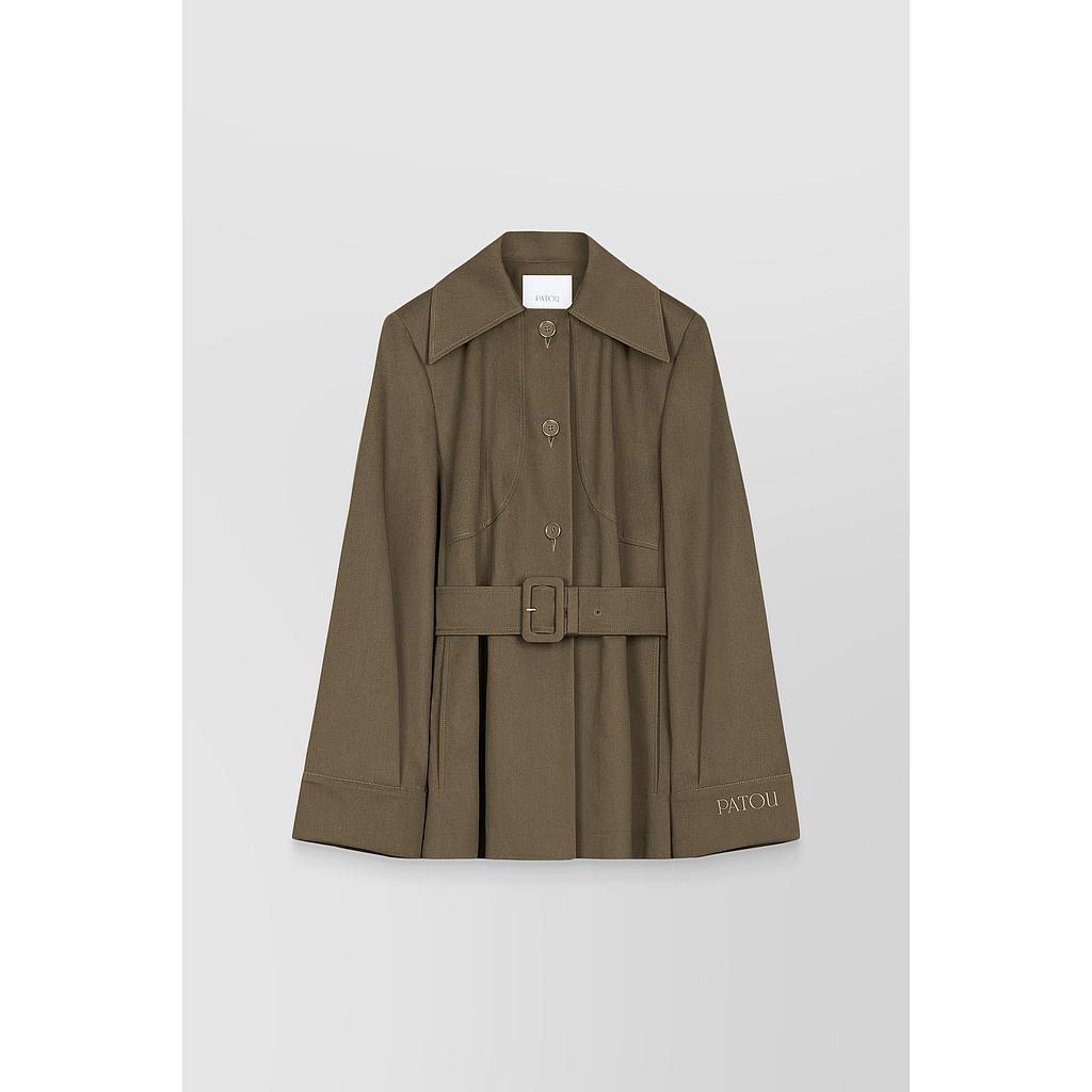 Organic cotton long sleeved belted jacket