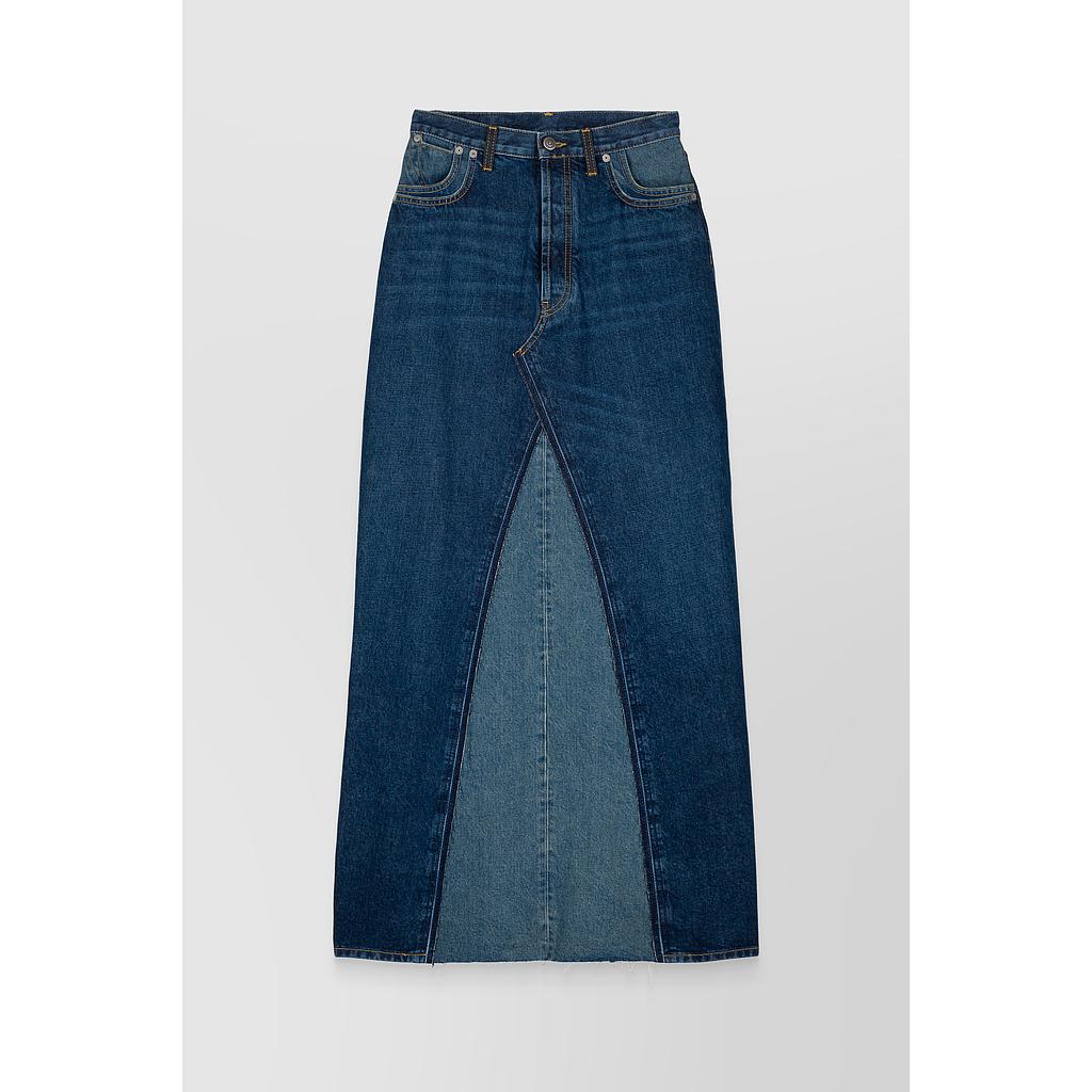 Combo denim maxi jeans skirt