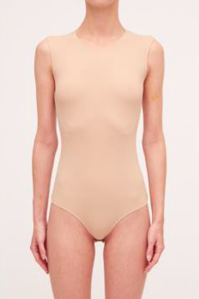Skin sleeveless round neck body