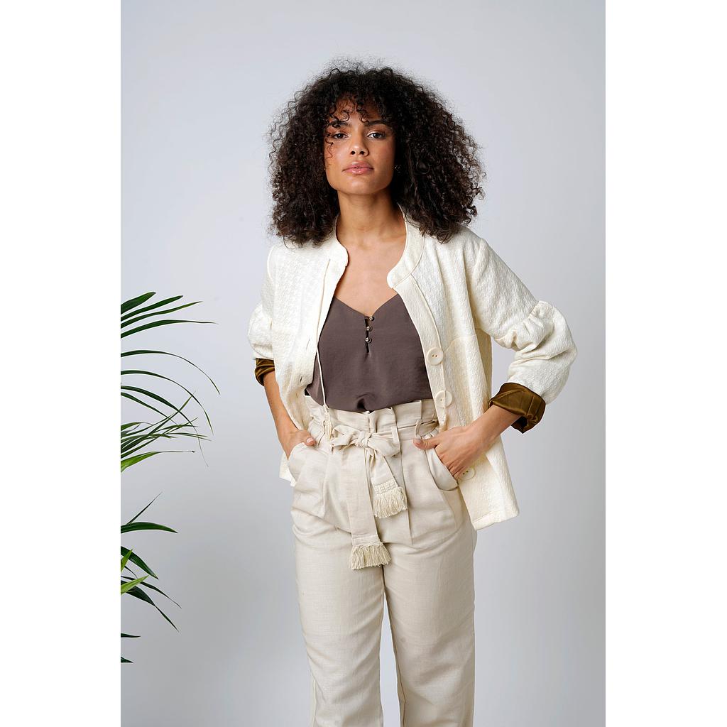 Cardigan pied-de-poule Crème