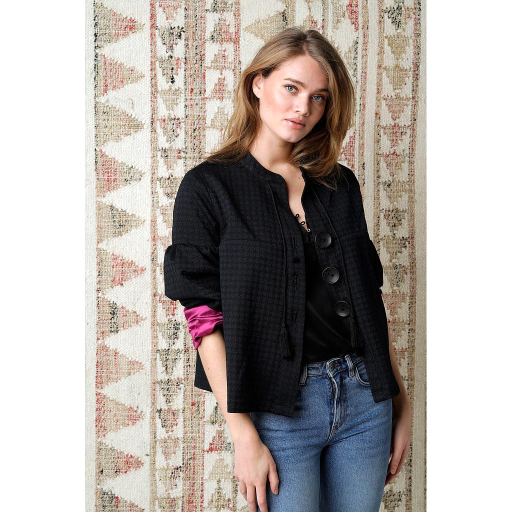 Cardigan pied-de-poule Noir