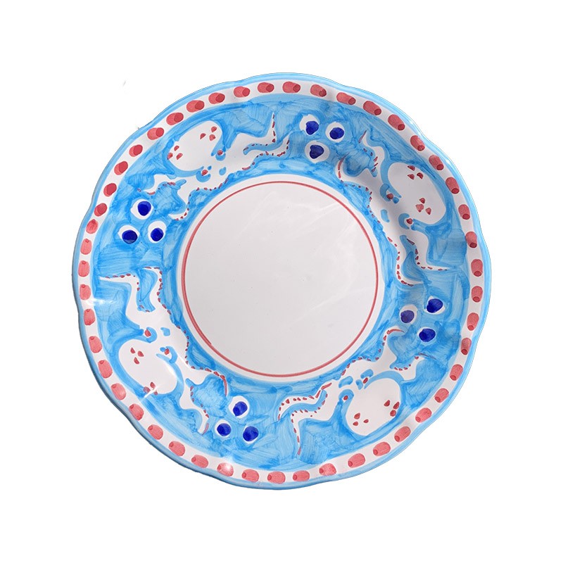 Assiette 21 cm Pieuvre Bleu Ciel