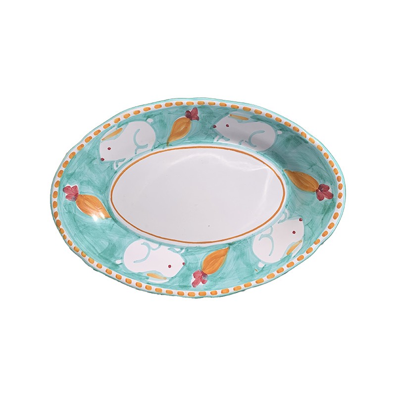 Plat Ovale 35 cm Lapin Vert