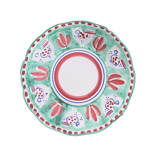 Assiette 21 cm Poule Verte &amp; Rouge