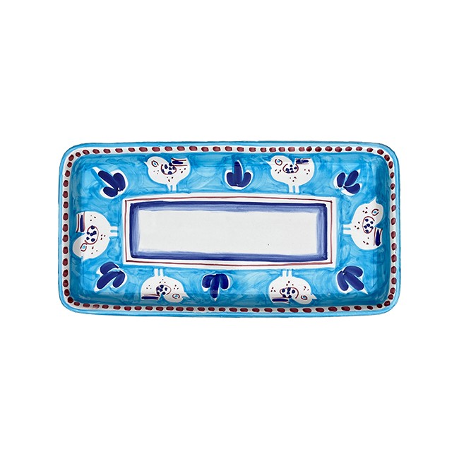 Plat rectangle Bleu Poule