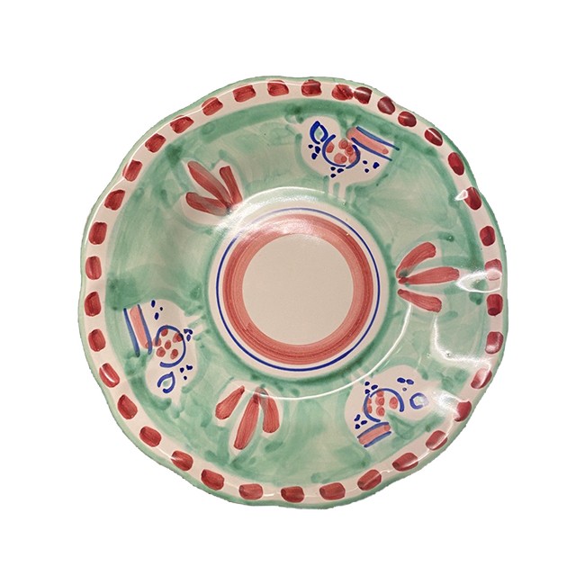 Assiette 16 cm Poule Verte &amp; Rouge