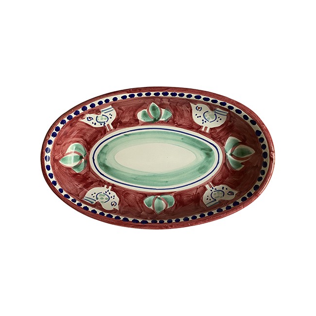 Plat Ovale Creux 25 cm Poule Rouge