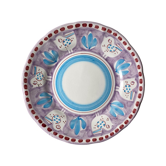 Assiette 25 cm Poule Violette &amp; Bleu Ciel