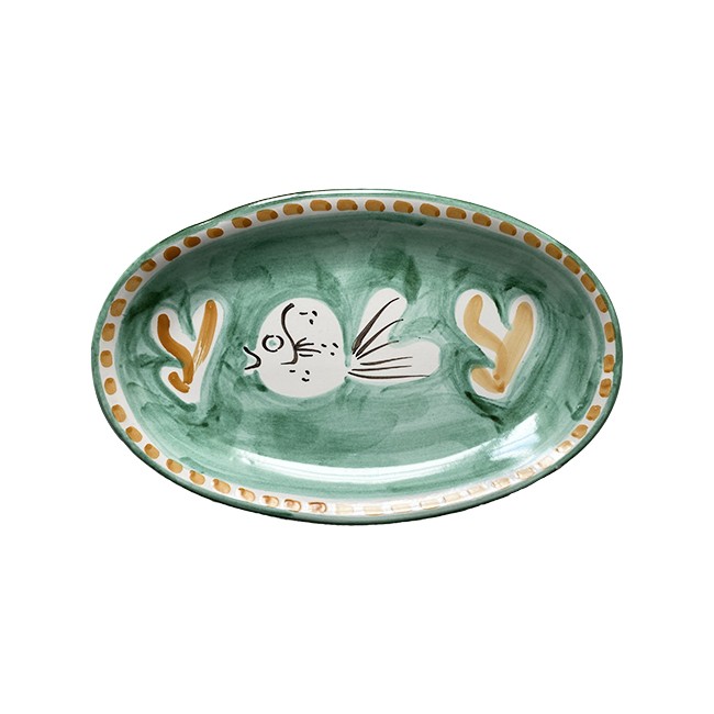 Plat Ovale 25 cm Poisson Vert