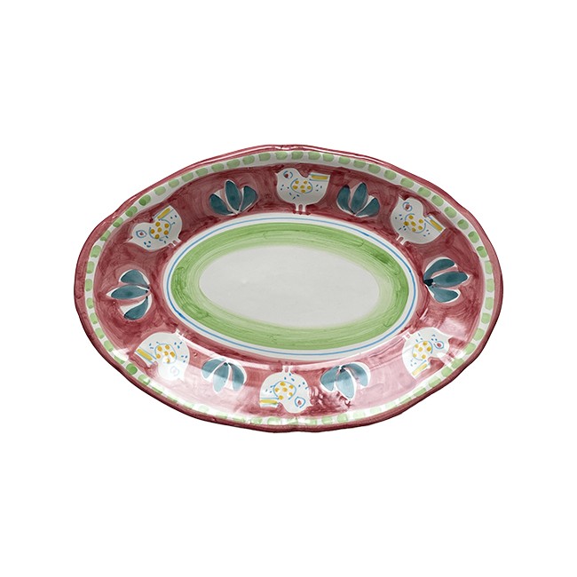 Plat Ovale 35 cm Poule Rose