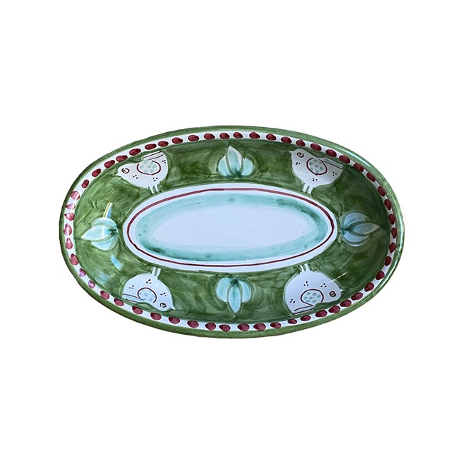 Plat Ovale Creux 25 cm Poule Verte