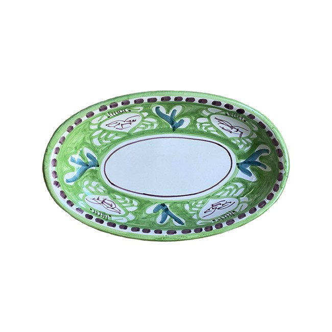 Plat Ovale Creux 25 cm Crabe Vert