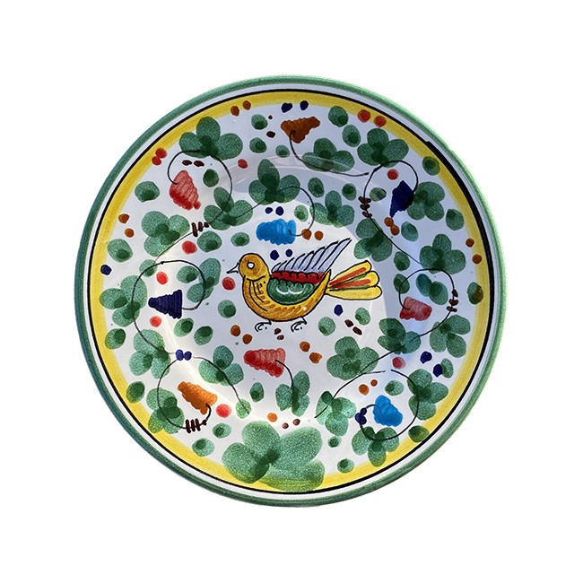 Assiette 16 cm Oiseau Fleurs Verte