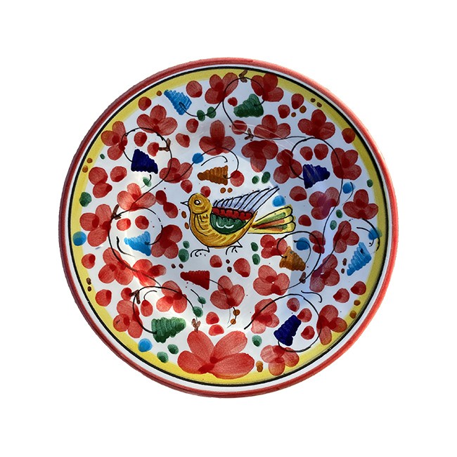 Assiette 16 cm Oiseau Fleurs Rouge