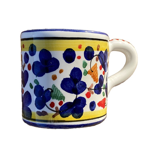 Tasse à Café Oiseau Fleurs Bleu Marine