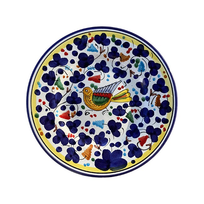 Assiette 20 cm Oiseau Fleurs Bleu Marine