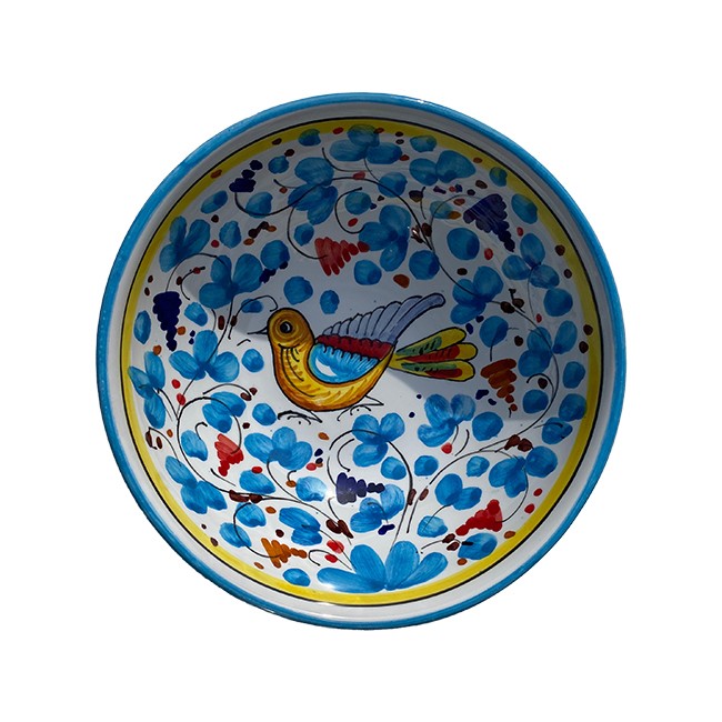 Bol 14 cm Oiseau Fleurs Bleu Ciel