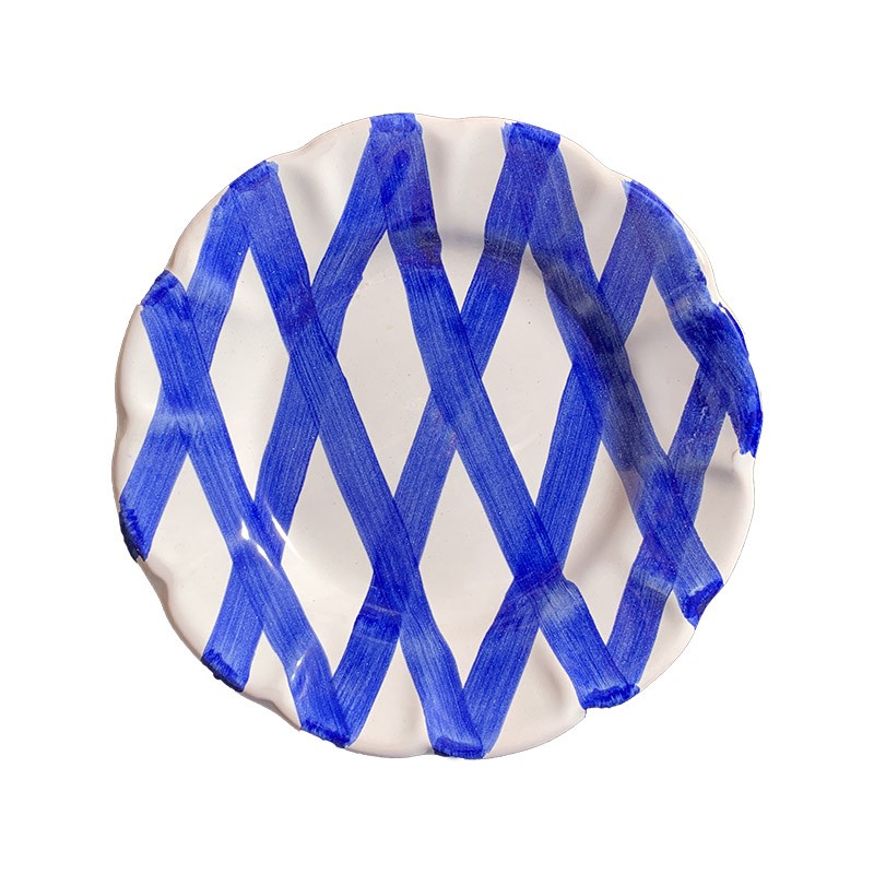 Assiette 16 cm Rayure Bleue