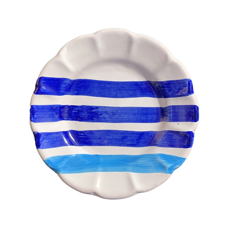 Assiette 16 cm Rayure Bleue &amp; Bleue Ciel