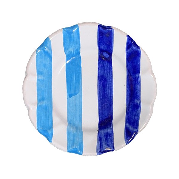 Assiette 16 cm Rayure Bleue &amp; Bleue Ciel