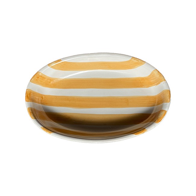 Plat Ovale Creux 25 cm Rayure Ocre