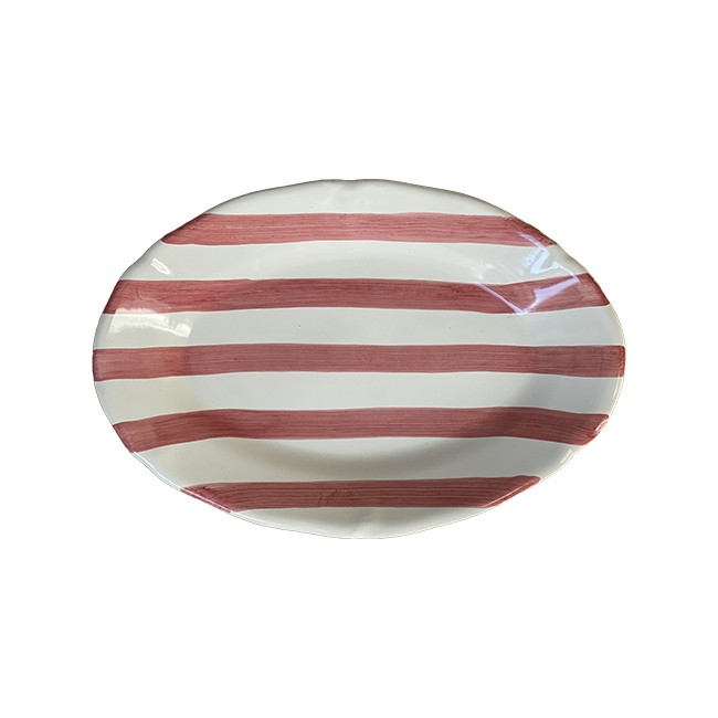 Plat ovale 35cm Rayure Rose