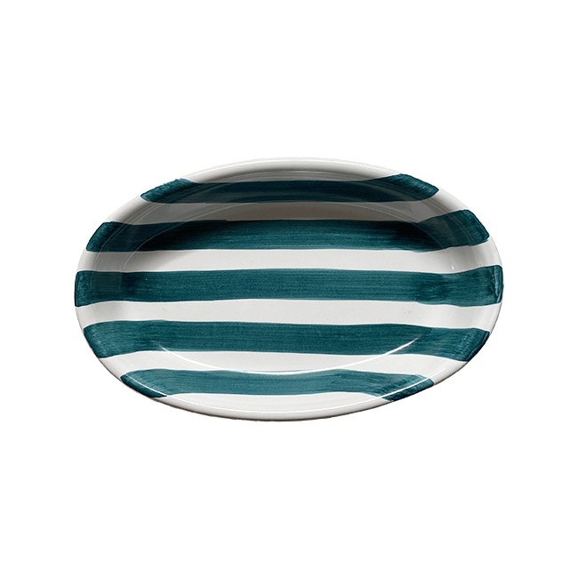 Plat Ovale Creux 25 cm Rayure Vert