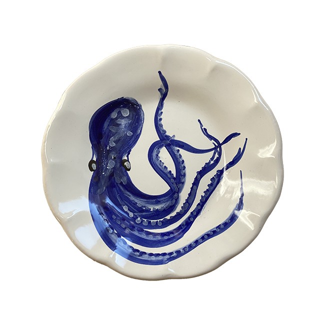 Assiette 16 cm Poulpe Bleu