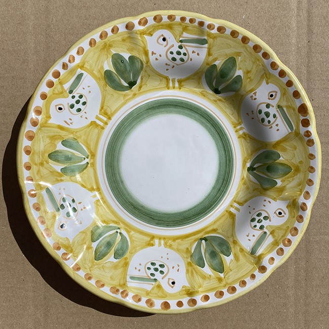 Assiette Pasta 25 cm Poule Jaune &amp; Verte