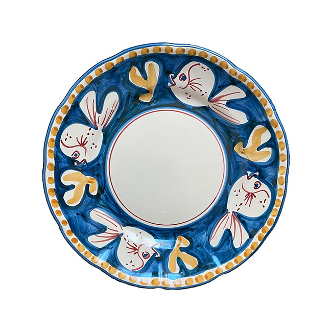 Assiette Pasta 25 cm Poisson Bleu &amp; Orange