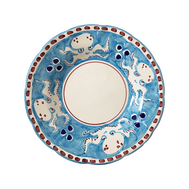 Assiette Pasta 25 cm Poulpe Bleu Ciel