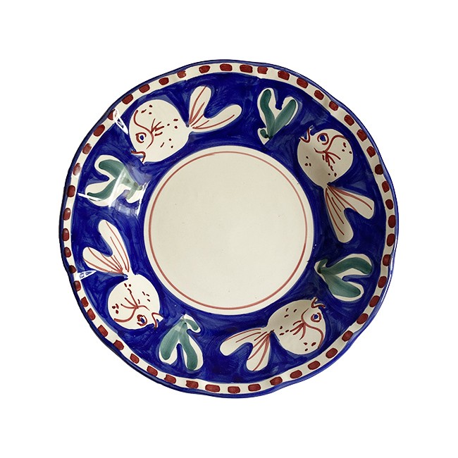 Assiette Pasta 25 cm Poisson Bleue &amp; Verte