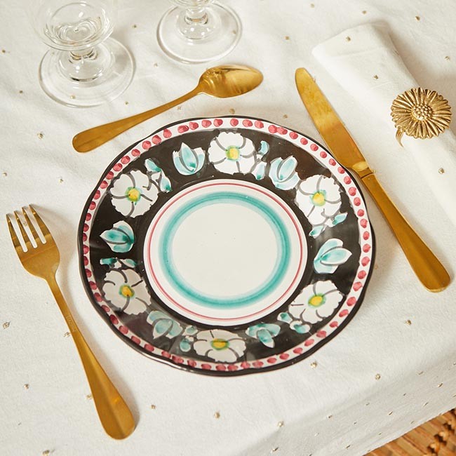 Non gere par UH - Assiette Fleurs Noire